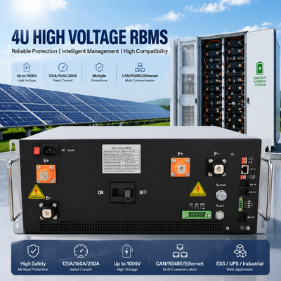 商用蓄電システム向け産業用4UラックマウントBMS 125A 160A 250A | 1000V 20kA短絡保護 | CAN RS485通信プロトコル